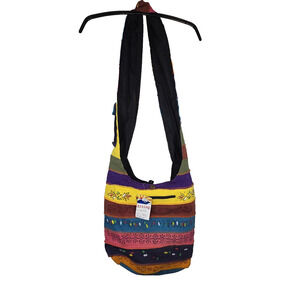 Vtg Rising International Hippie Crossbody Bag Purse Lagenlook Cottagecore Hobo